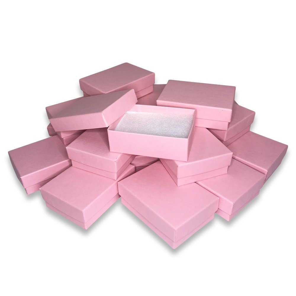 N'icePackaging - USA Manufactured Light Sunset-Pink Cotton Filled Gift Boxes - Size 3" x 2 1/8" x 1"