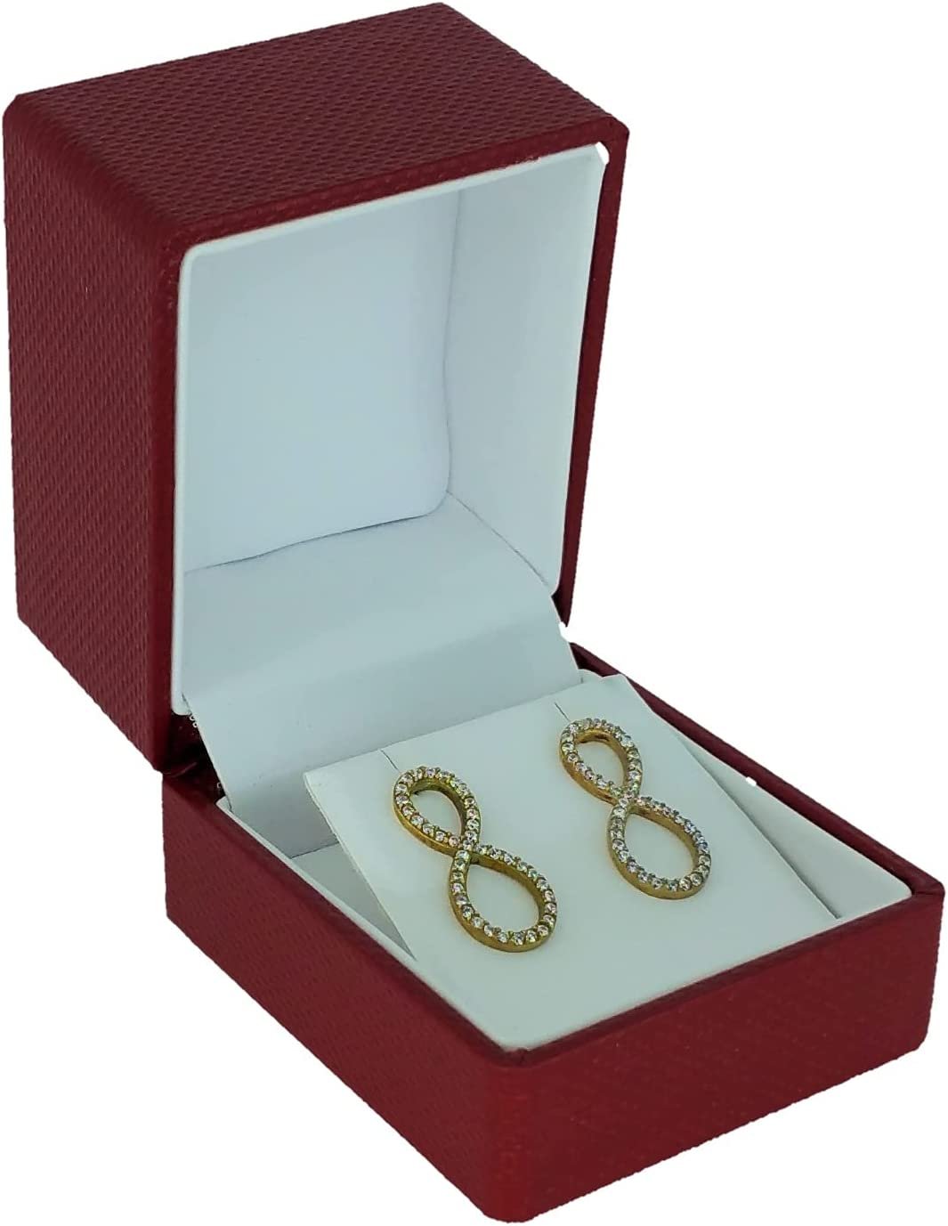N'icePackaging - 1 Qty Elegant 2-Piece Ivory Pinstripe Pendant Jewelry Gift Box w/ Cream Insert a pre-affixed Light Golden Ribbon