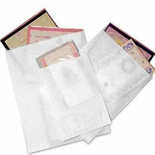 N'ice Packaging - 200 Qty 5" x 7" White Flat Paper Gifts/Cookies/Candy Bags