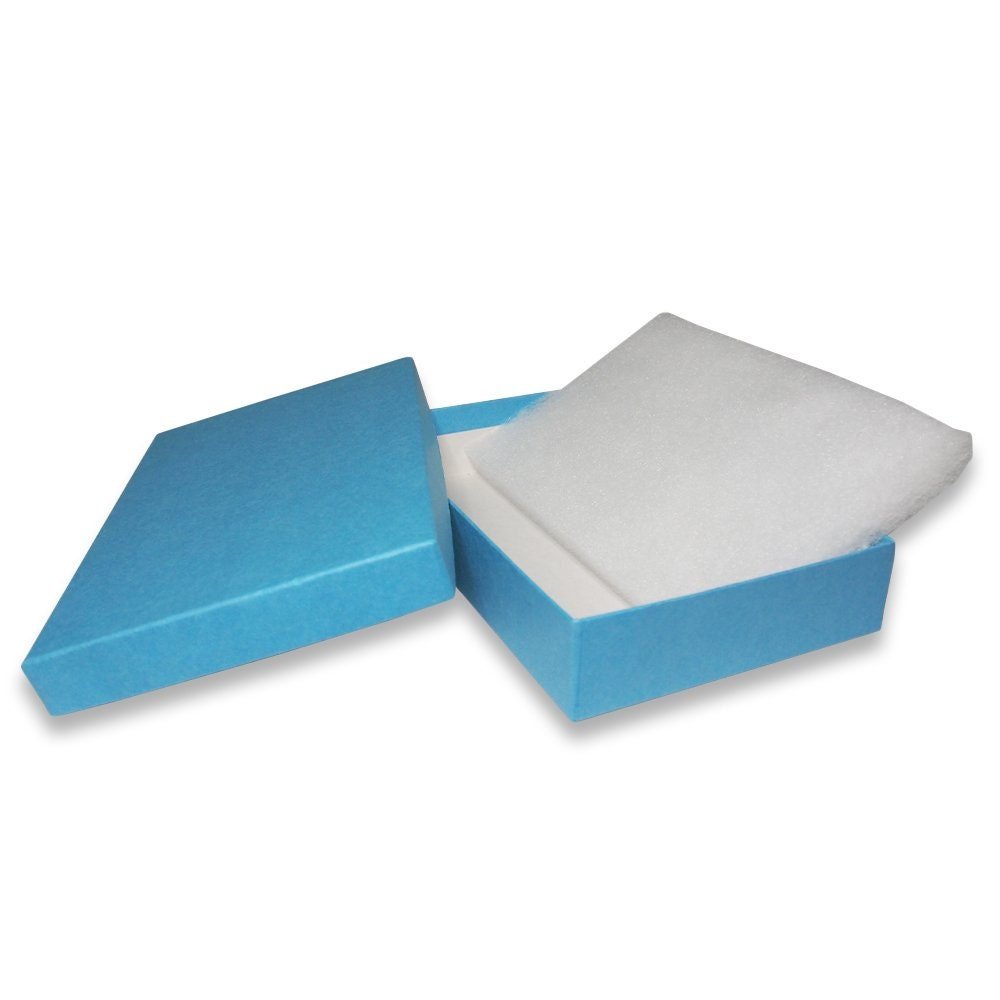 N'icePackaging – USA-Made Light Sky-Blue Cotton Filled Boxes - for Rings/Cufflinks/ Earrings/Lockets - 5 7/16" x 3 1/2" x 1"