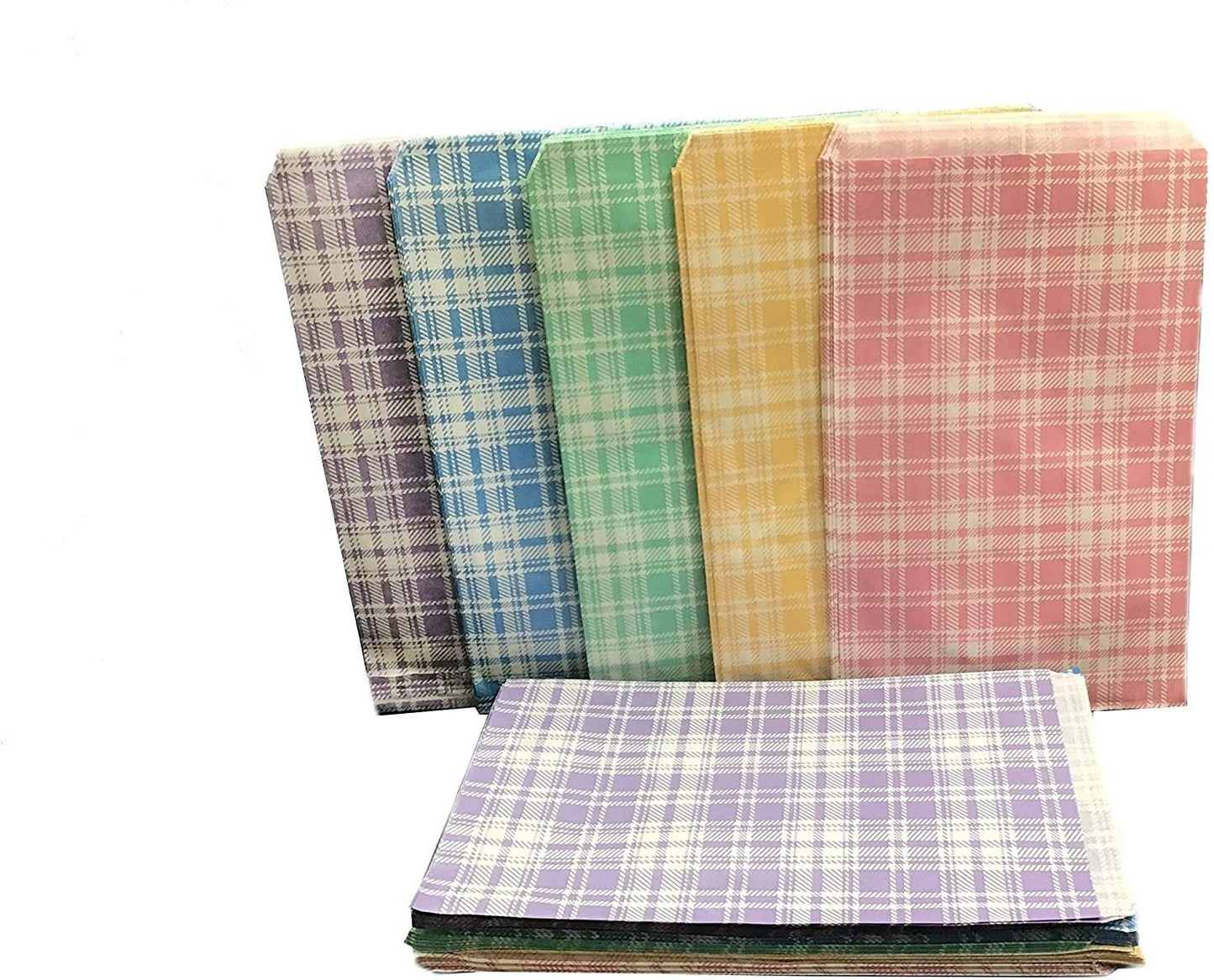 Decorative Mixed Plaid Pattern Flat Paper Gift Bags - Gifts/promotions/treats