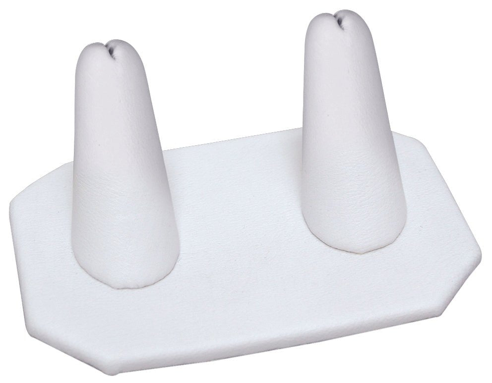 White Faux Leather Double Short Finger Jewelry Display