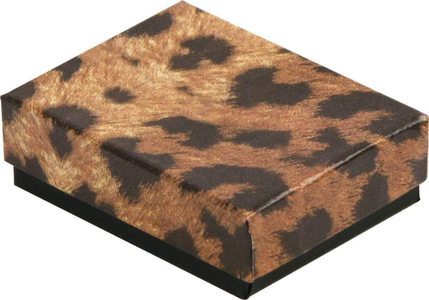 N'icePackaging - 100 Qty Leopard Pattern Imported Cotton Filled Cufflink Jewelry Boxes - for Large Rings/Cufflinks/Earrings/Lockets & Keepsakes - 2 5/8" x 1 1/2" x 1"