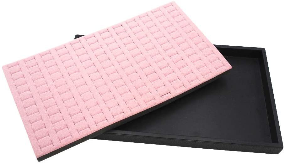 N'icePackaging 1 Qty Black Plastic Jewelry Tray w/Pink Rose 144 Ct Ring Foam Insert Companion - Full Size 14.75 x 8.38 x1
