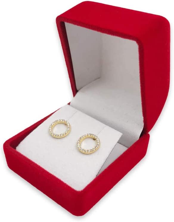 3 Qty - Premium Macaw-Red Flocked Velour Square Earring Jewelry Box