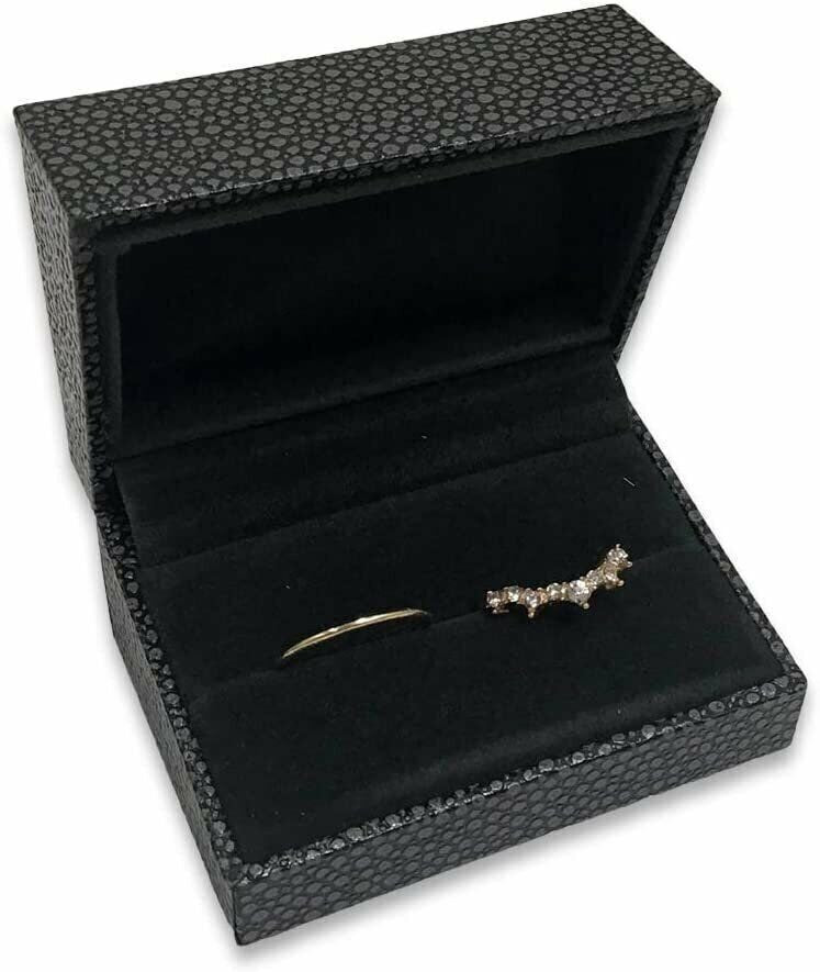 Grey Shagreen Embossed Jewelry Box w/ Matte-Black Packer Box