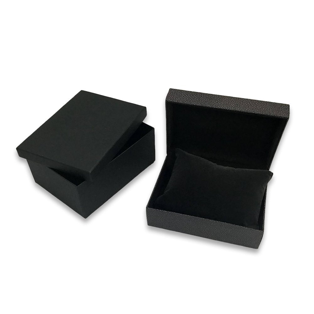Grey Shagreen Embossed Jewelry Box w/ Matte-Black Packer Box