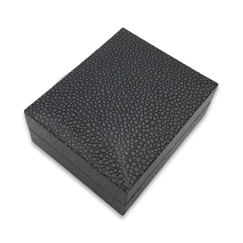 Grey Shagreen Embossed Jewelry Box w/ Matte-Black Packer Box