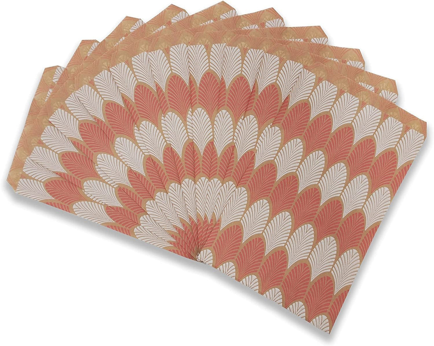 Flamingo-Pink Leaf Pattern flat paper bags. Great for parties, businesses, giveaways, and more.