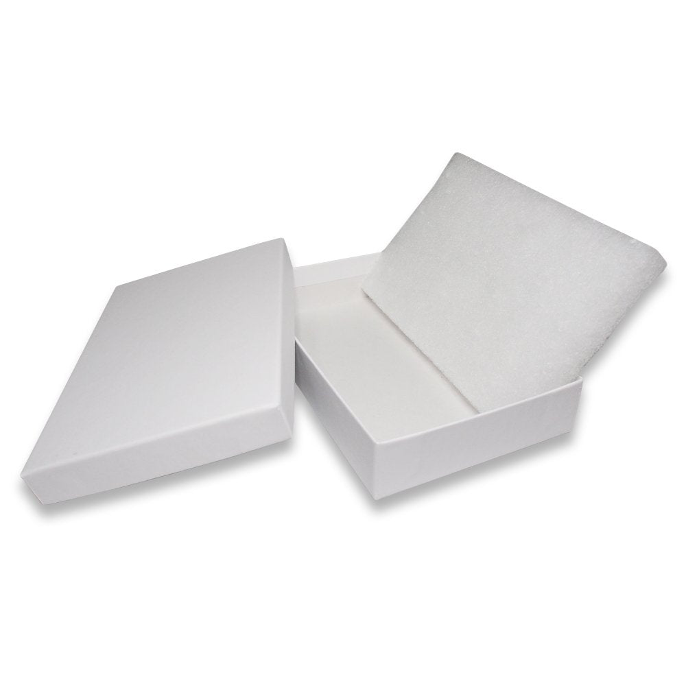 N'icePackaging - Matte-White Kraft Cotton Filled Gift Boxes - Size 5 7/16" x 3 1/2" x 1" - USA Made - Stampable -Holidays/Birthdays/Sales/Storage/Display/Travel
