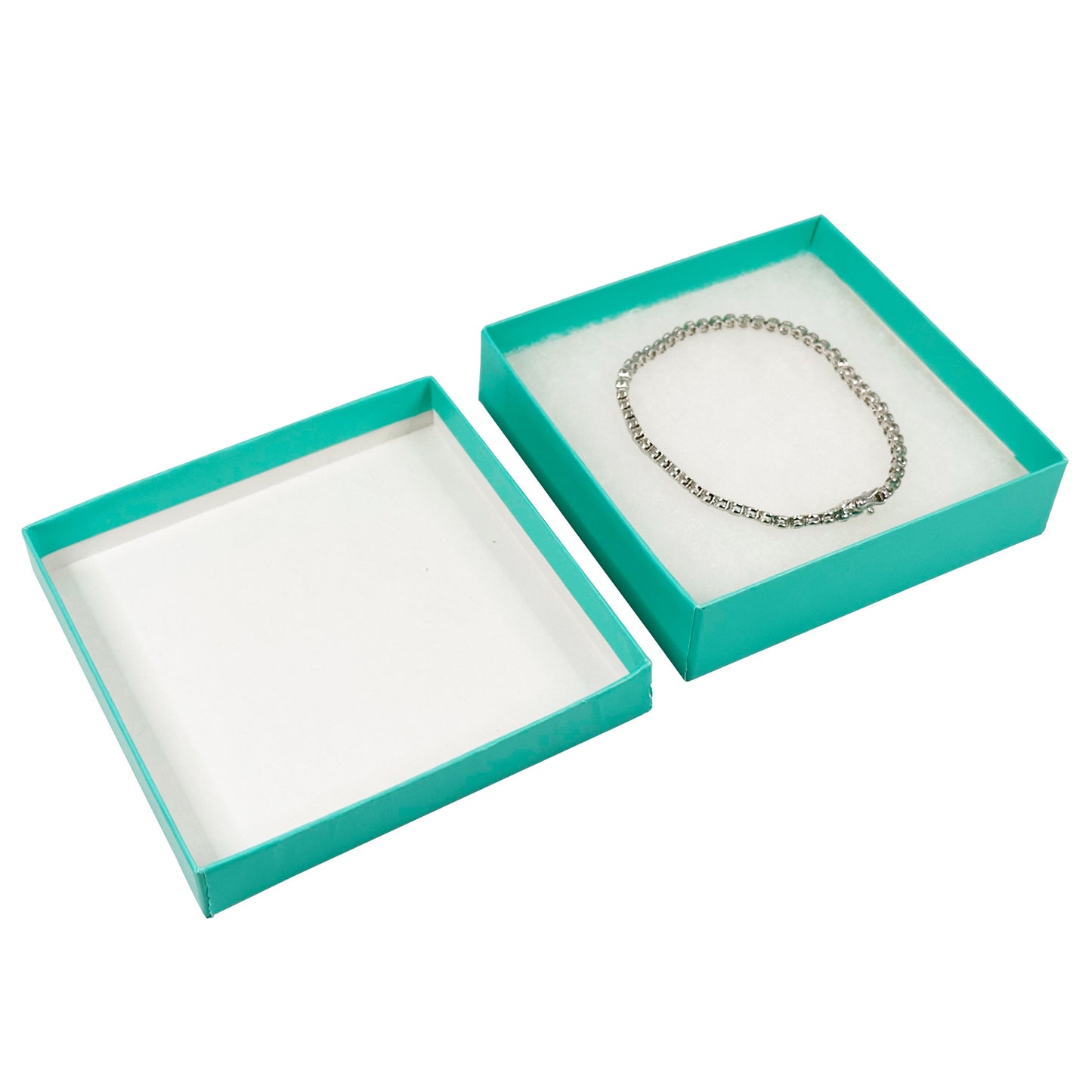 N’icePackaging – 100 Qty - Aqua Blue Cotton Filled Gift Boxes - Size 3 1/2" x 3 1/2" x 7/8" - USA Made - Holidays/Birthdays/Sales/Storage/Display/Travel