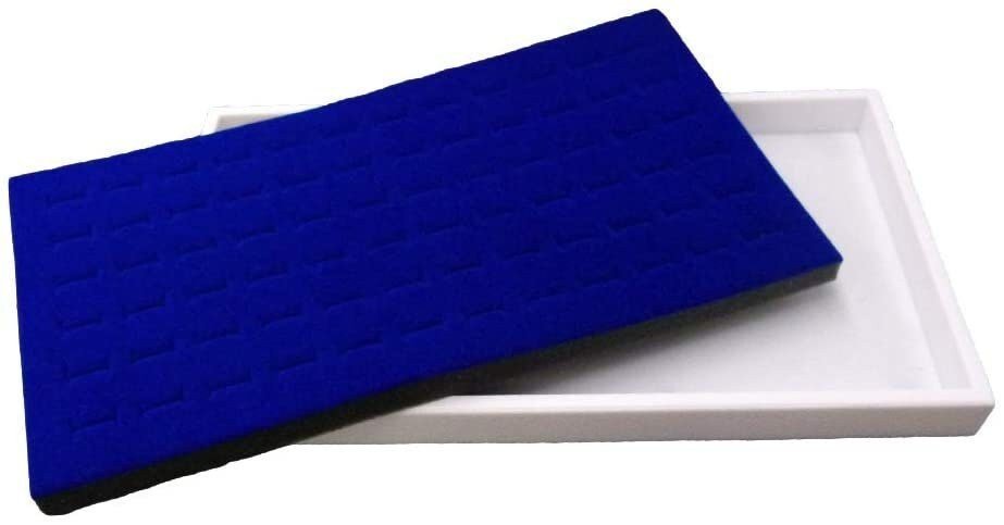 N'icePackaging 1 Qty White Plastic Jewelry Tray w/Midnight Black 72 Ct Ring Foam Insert Companion - Full Size 14.75” x 8.38” x1