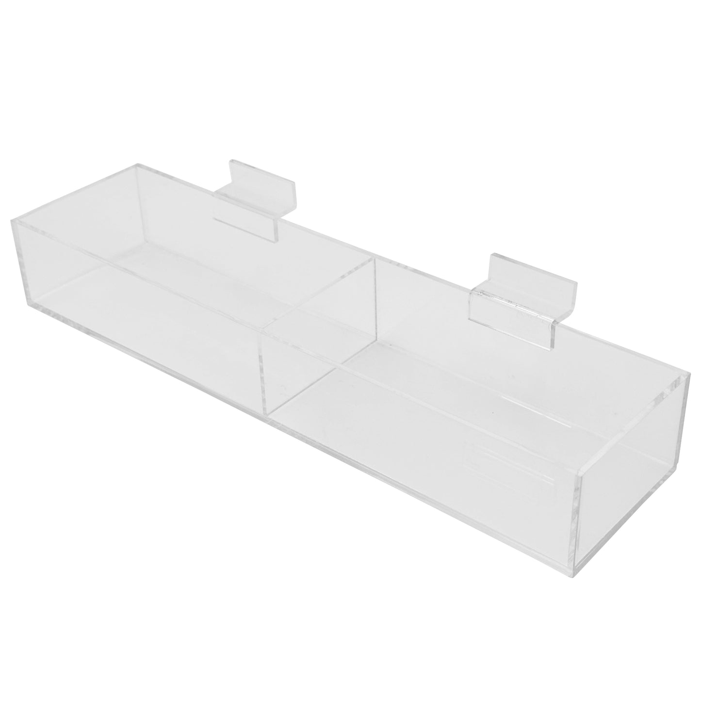 Acrylic Slatwall Display Bin – Multi-Compartment 2.25” Deep