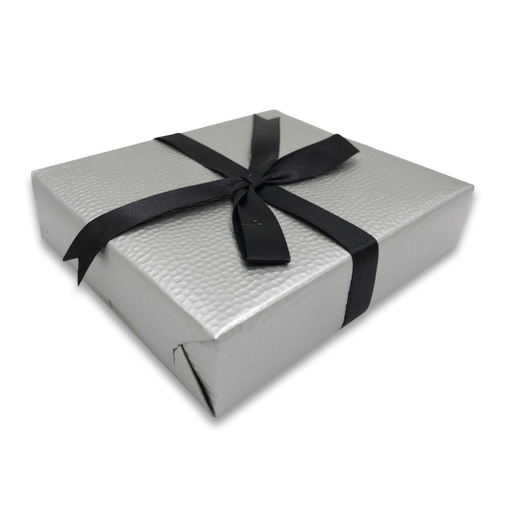 N'icePackaging - 3 Qty - Pre-Wrapped Paper Jewelry Gift Box with Pre-Folded Bow-Tie Sleeve and Velvet Insert (Copper OR Silver)