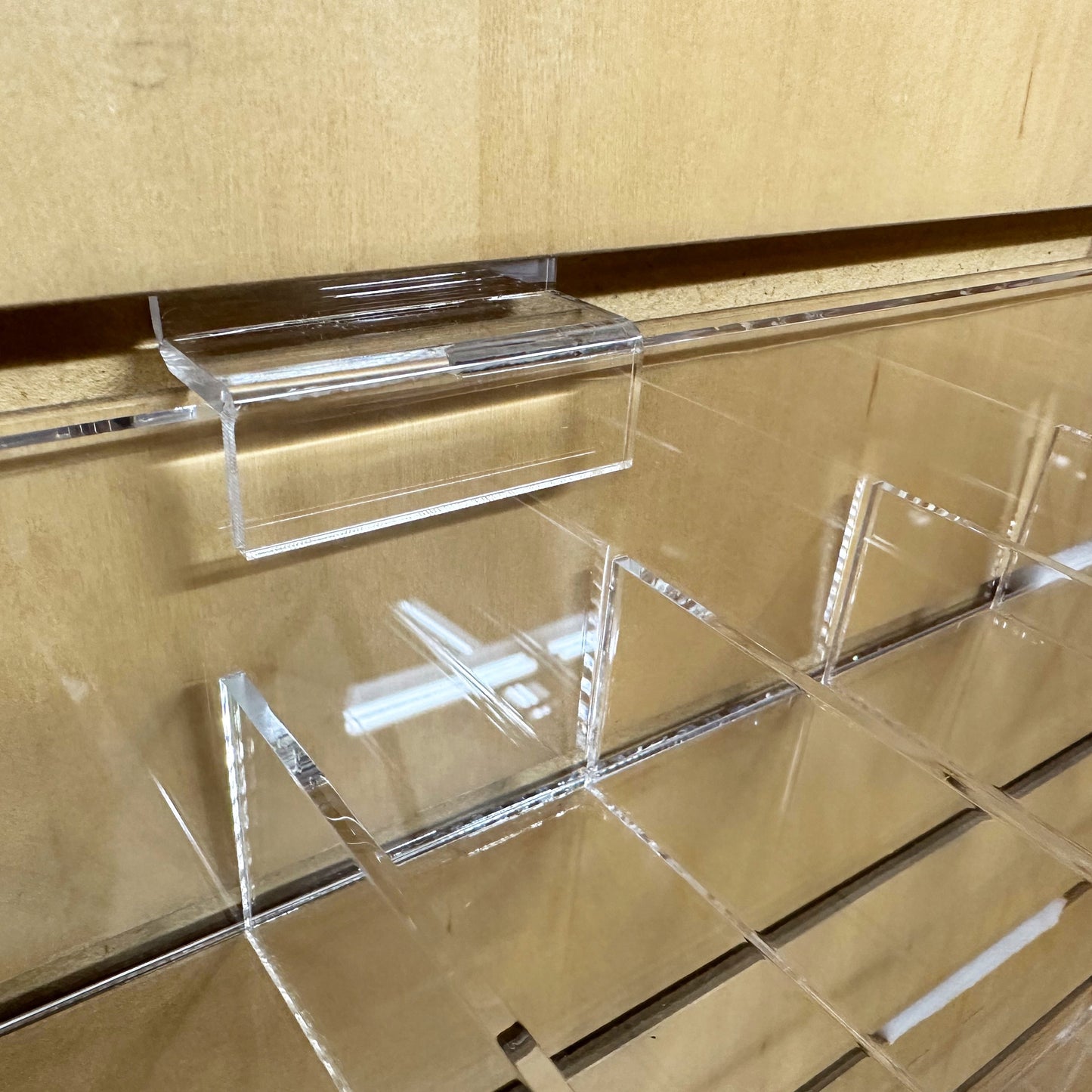 Acrylic Slatwall Display Bin – Multi-Compartment 2.25” Deep