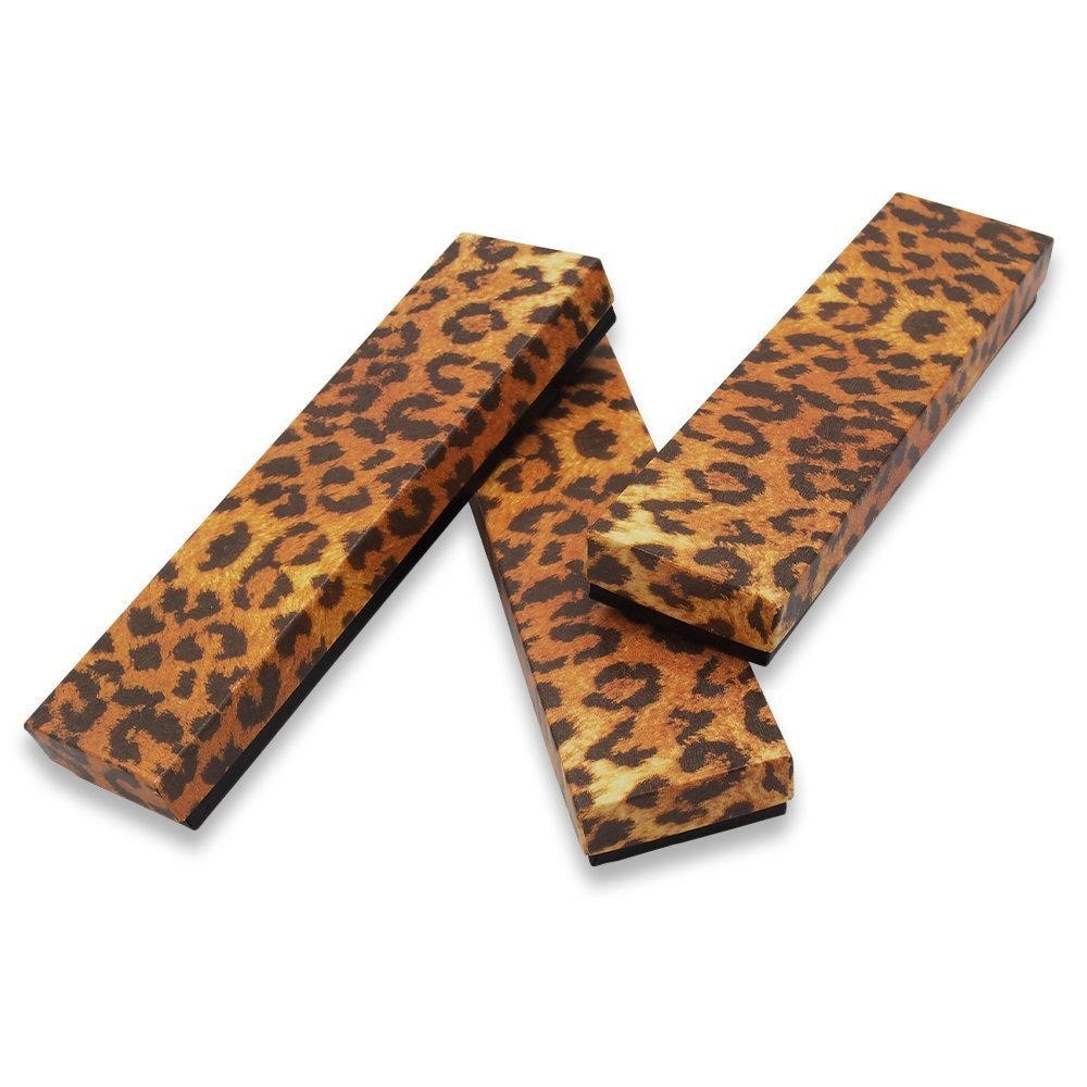 Leopard Pattern Cotton Filled Jewelry Gift Boxes