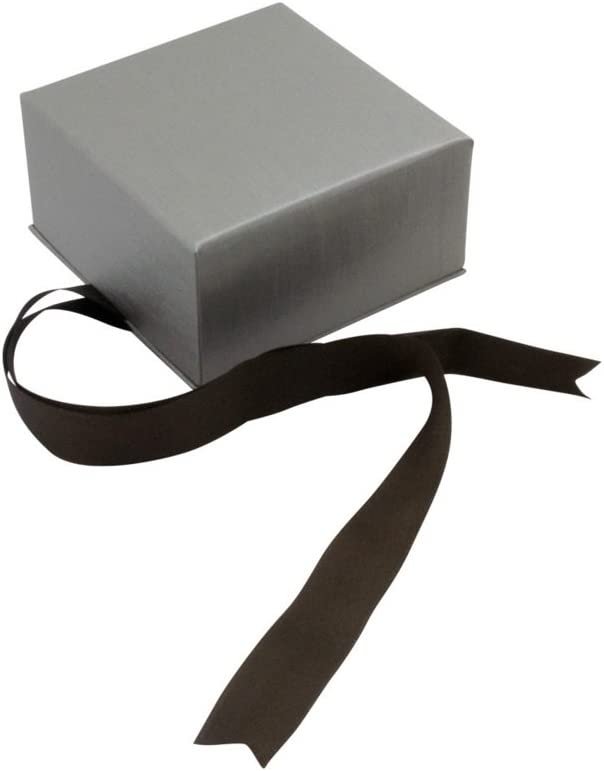 N'icePackaging - 1 Qty Elegant 2-Piece Ivory Pinstripe Pendant Jewelry Gift Box w/ Cream Insert a pre-affixed Light Golden Ribbon