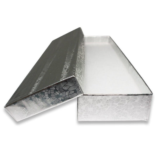 Silver Textured Cotton Filled Gift Boxes - 8" x 2" x 1"
