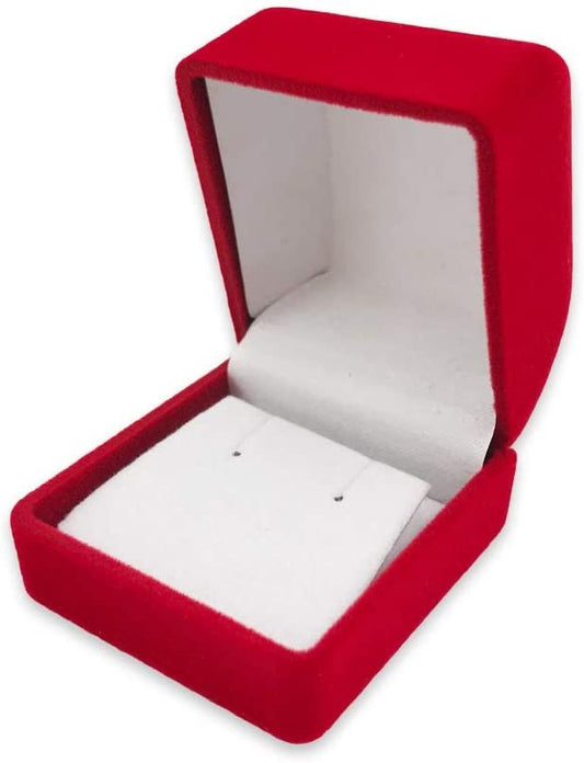 3 Qty - Premium Macaw-Red Flocked Velour Square Earring Jewelry Box