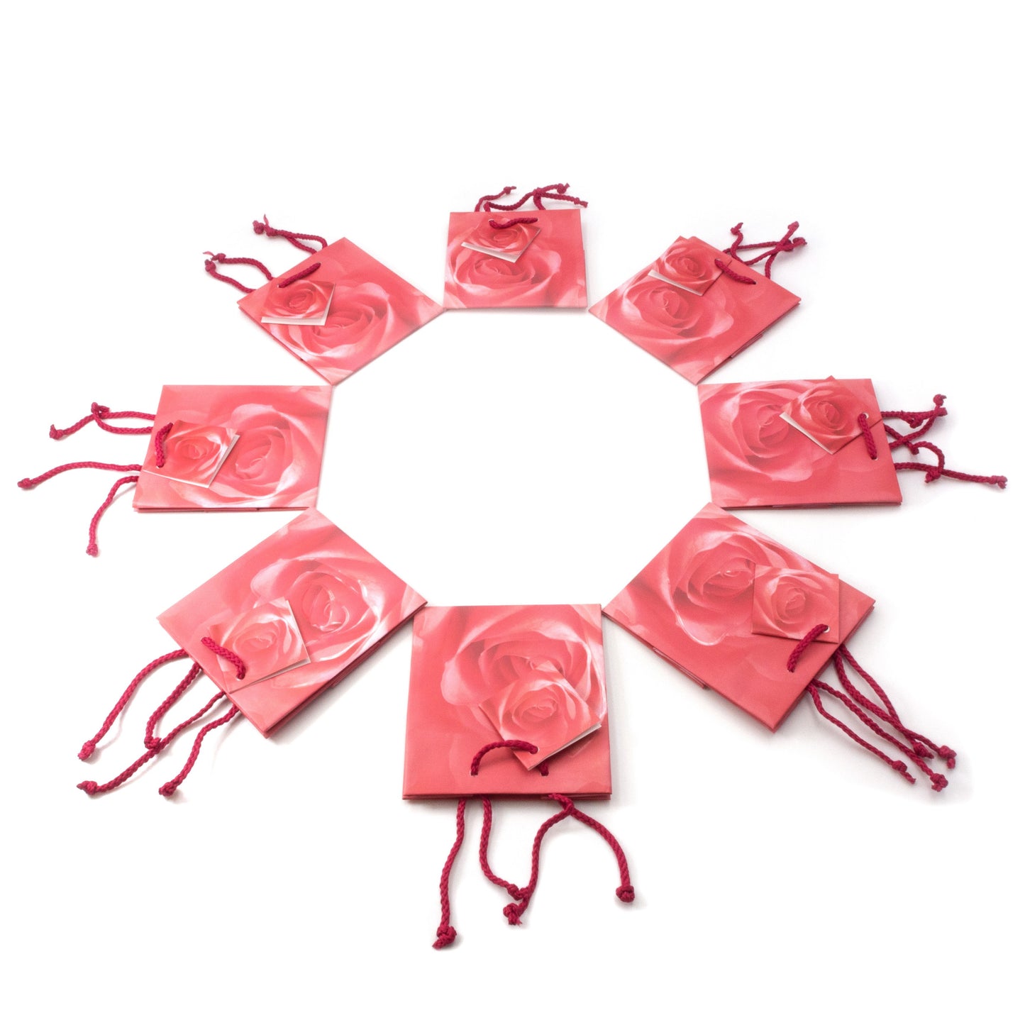 N’icePackaging – 10 Qty – Pink Rose Spot Paper Tote Gift Bags – For Birthdays/Holidays/Parties/Gifts/Sales/Showers/Special Occasions – 4 Sizes