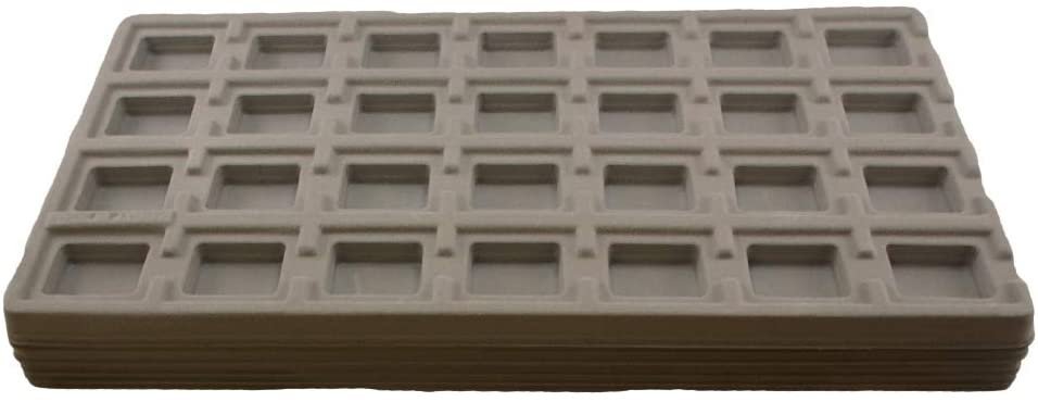 N'icePackaging 6 Qty Seal-Grey 28 Earring Slot Flocked Storage Tray Inserts - for Merchandise Jewelry & Organization