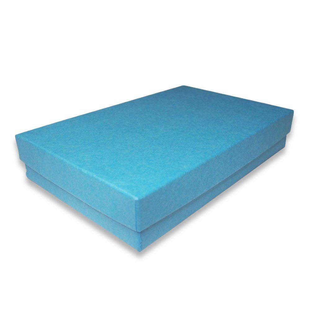 N'icePackaging – USA-Made Light Sky-Blue Cotton Filled Boxes - for Rings/Cufflinks/ Earrings/Lockets - 5 7/16" x 3 1/2" x 1"