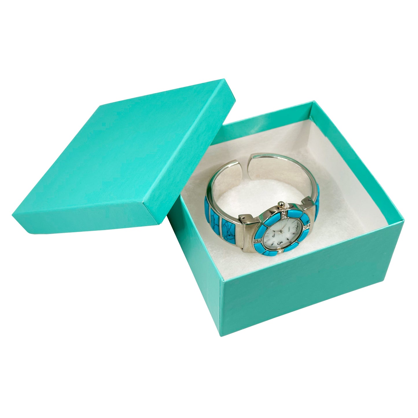 N’icePackaging – Aqua Blue Cotton Filled Gift Boxes - Size 3 1/2" x 3 1/2" x 1 7/8" - USA Made - Holidays/Birthdays/Sales/Storage/Display/Travel (10 Qty)