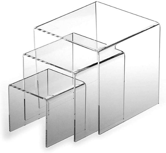3 Piece Acrylic Heavy Duty Square Riser Set (5mm Thick - Heavy Duty, 4" / 5" / 6")