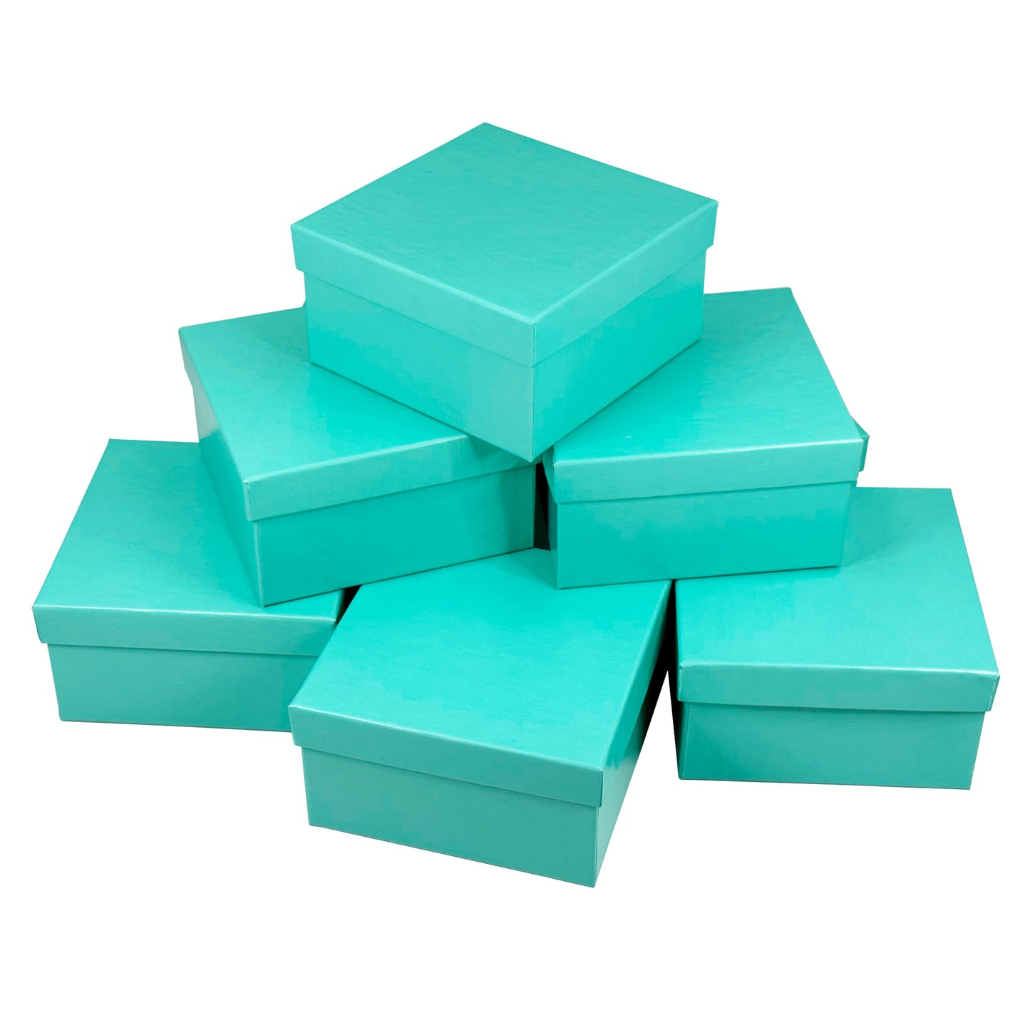 N’icePackaging – Aqua Blue Cotton Filled Gift Boxes - Size 3 1/2" x 3 1/2" x 1 7/8" - USA Made - Holidays/Birthdays/Sales/Storage/Display/Travel (10 Qty)