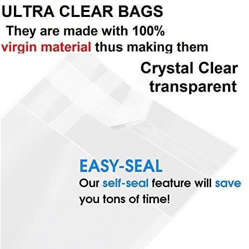9" x 12" 100 Clear Cello Bags Adhesive 2Mil Heavy Duty Self Sealing OPP Plastic Gift Bags for Clothing T-Shirt Storage Envelope Gift...