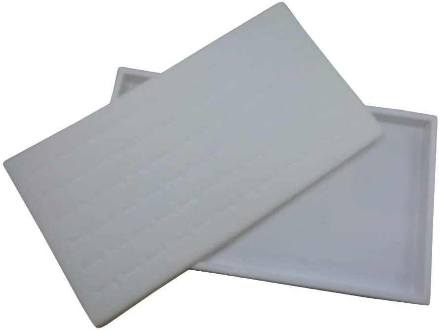 N'icePackaging 1 Qty White Plastic Jewelry Tray w/Midnight Black 72 Ct Ring Foam Insert Companion - Full Size 14.75” x 8.38” x1