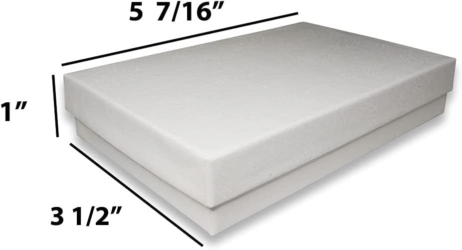 Ethereal-White Swirl Cotton Filled Gift Boxes - Size 5 7/16" x 3 1/2" x 1" - USA Made - Holidays/Birthdays/Sales/Storage/Display/Travel