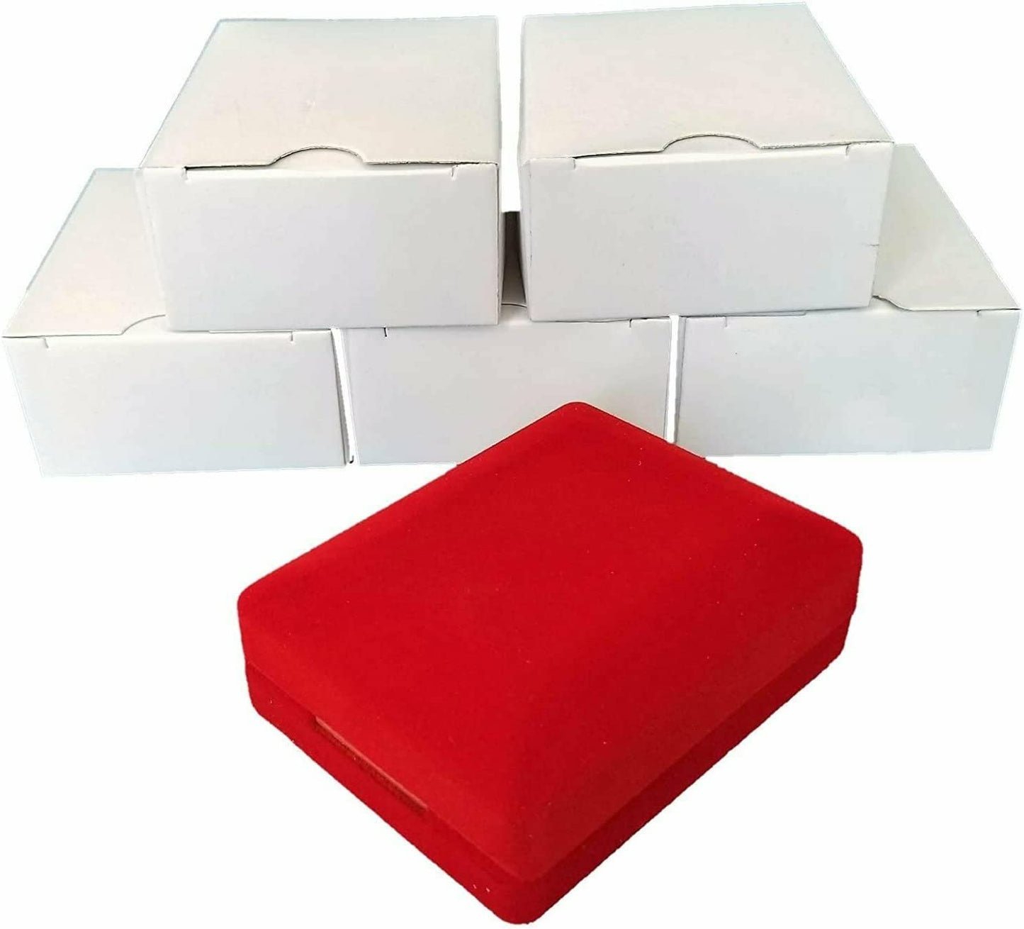 N'icePackaging - 1 Qty Elegant 2-Piece Ivory Pinstripe Pendant Jewelry Gift Box w/ Cream Insert a pre-affixed Light Golden Ribbon