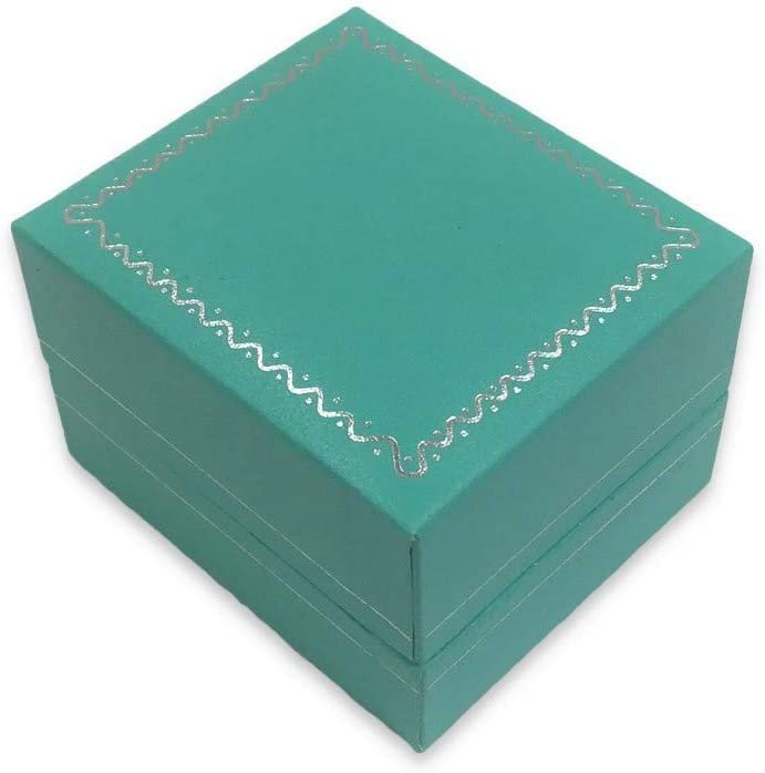 N'icePackaging - 1 Qty Teal-Blue Leatherette Classice Earring Jewelry Gift Box w/ White Velvet Insert