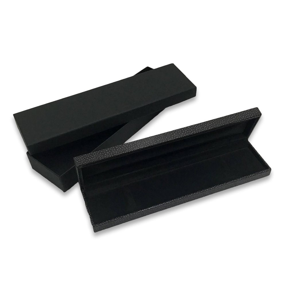 Grey Shagreen Embossed Jewelry Box w/ Matte-Black Packer Box