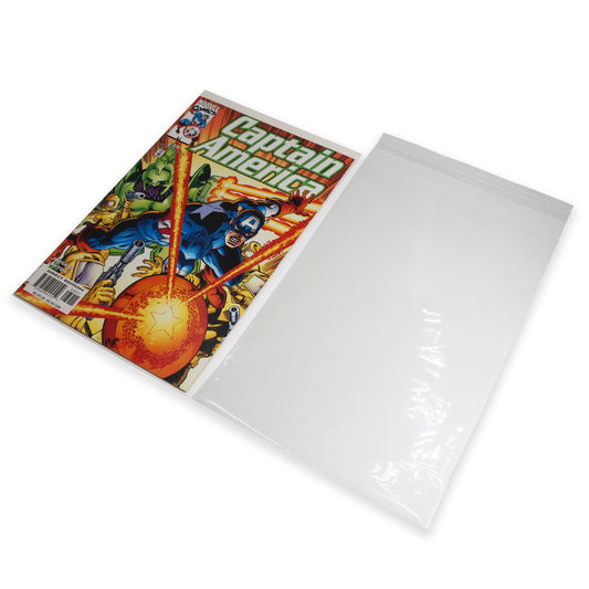 100 Qty Protective Comic Book Sleeves - Super Clear OPP - 7.2" x 10" - Reinforced Knurling Edges