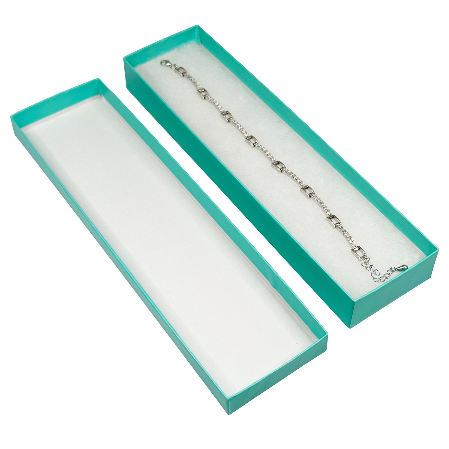 N’icePackaging – Aqua Blue Cotton Filled Gift Boxes - Size 8" x 2" x 7/8" - USA Made - Holidays/Birthdays/Sales/Storage/Display/Travel (100 Qty)