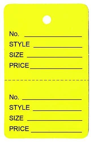 N'icePackaging - 1000 Qty Unstrung Colored Price Tags w/Perforated Stub