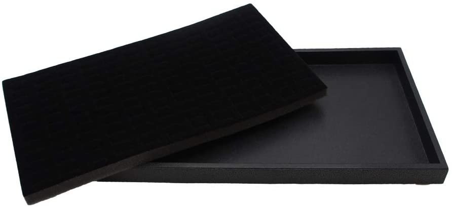 N'icePackaging 1 Qty Black Plastic Jewelry Tray w/Midnight Black 144 Ct Ring Foam Insert Companion - Full Size 14.75 x 8.38 x1
