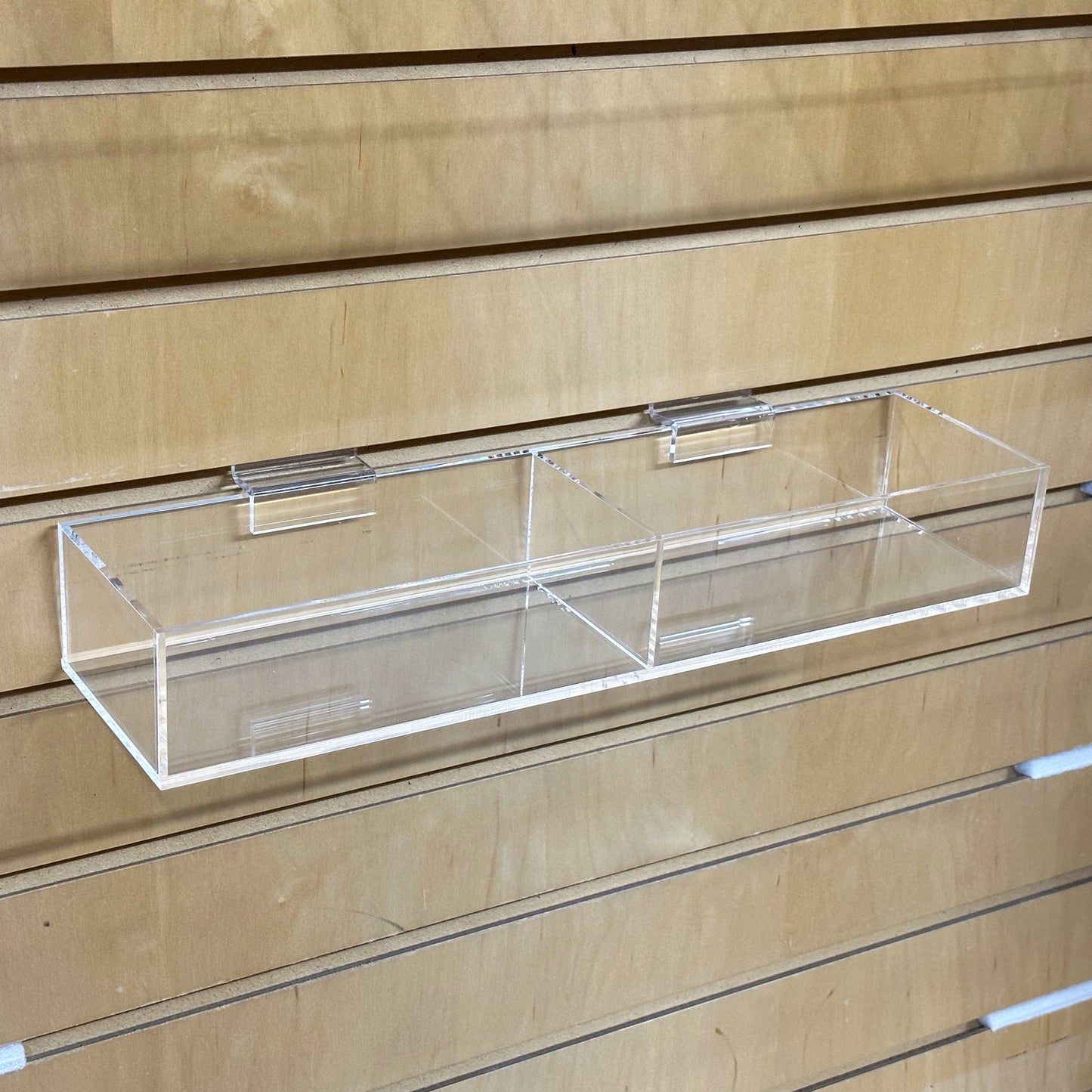 Acrylic Slatwall Display Bin – Multi-Compartment 2.25” Deep