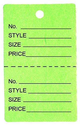 N'icePackaging - 1000 Qty Unstrung Colored Price Tags w/Perforated Stub