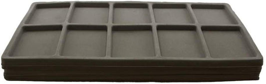 N'icePackaging - 10 Slot (2 1/2" x 3 3/8") Flocked Storage Tray Inserts - for Merchandise Jewelry & Organization - 14 1/8" x 7 5/8" x 1/2"