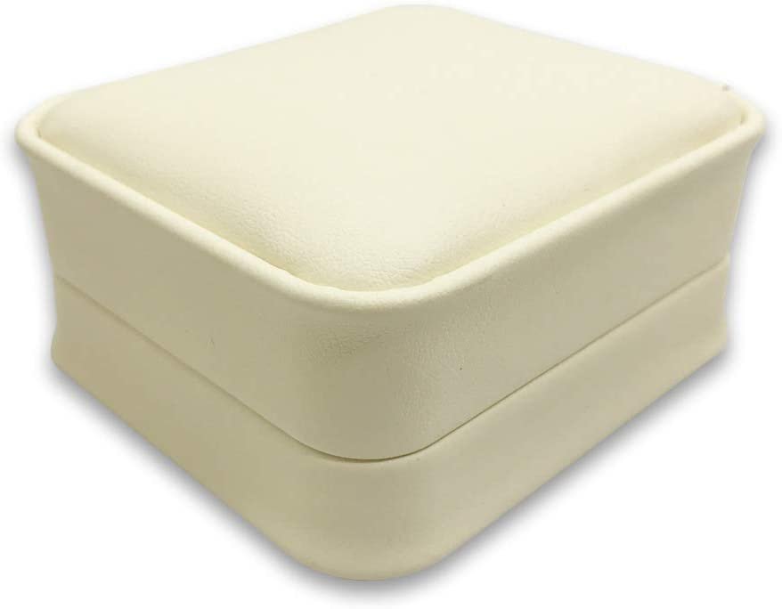 N'icePackaging - 1 Qty Elegant 2-Piece Ivory Pinstripe Pendant Jewelry Gift Box w/ Cream Insert a pre-affixed Light Golden Ribbon