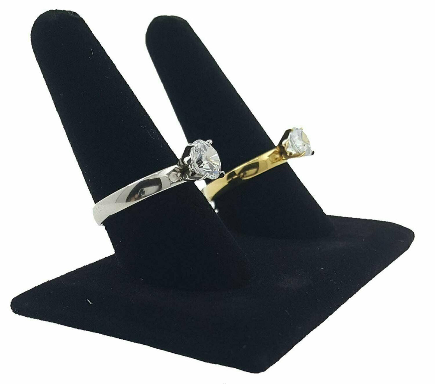 3-Pack Black Velvet, Double Finger (4"x2"x2.25"H) Showcase Finger Ring...