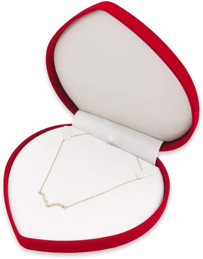 3 Qty - Premium Macaw-Red Flocked Velour Large Heart-Shaped Necklace Jewelry Box