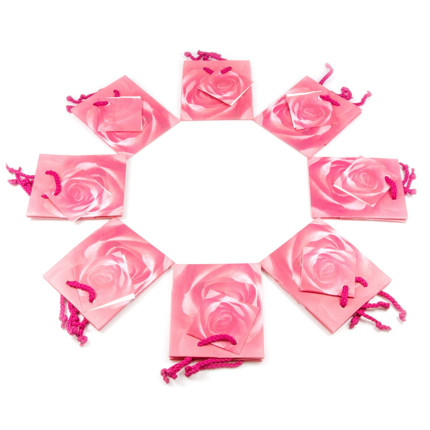N’icePackaging – 10 Qty – Pink Rose Spot Paper Tote Gift Bags – For Birthdays/Holidays/Parties/Gifts/Sales/Showers/Special Occasions – 4 Sizes
