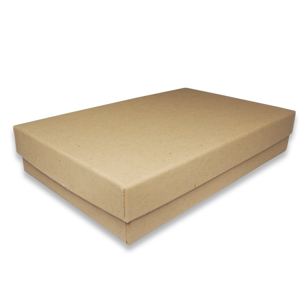 10 Qty Kraft Imported Cotton Filled Large Pendant Jewelry Boxes - 5 3/8" x 3 7/8" x 1"