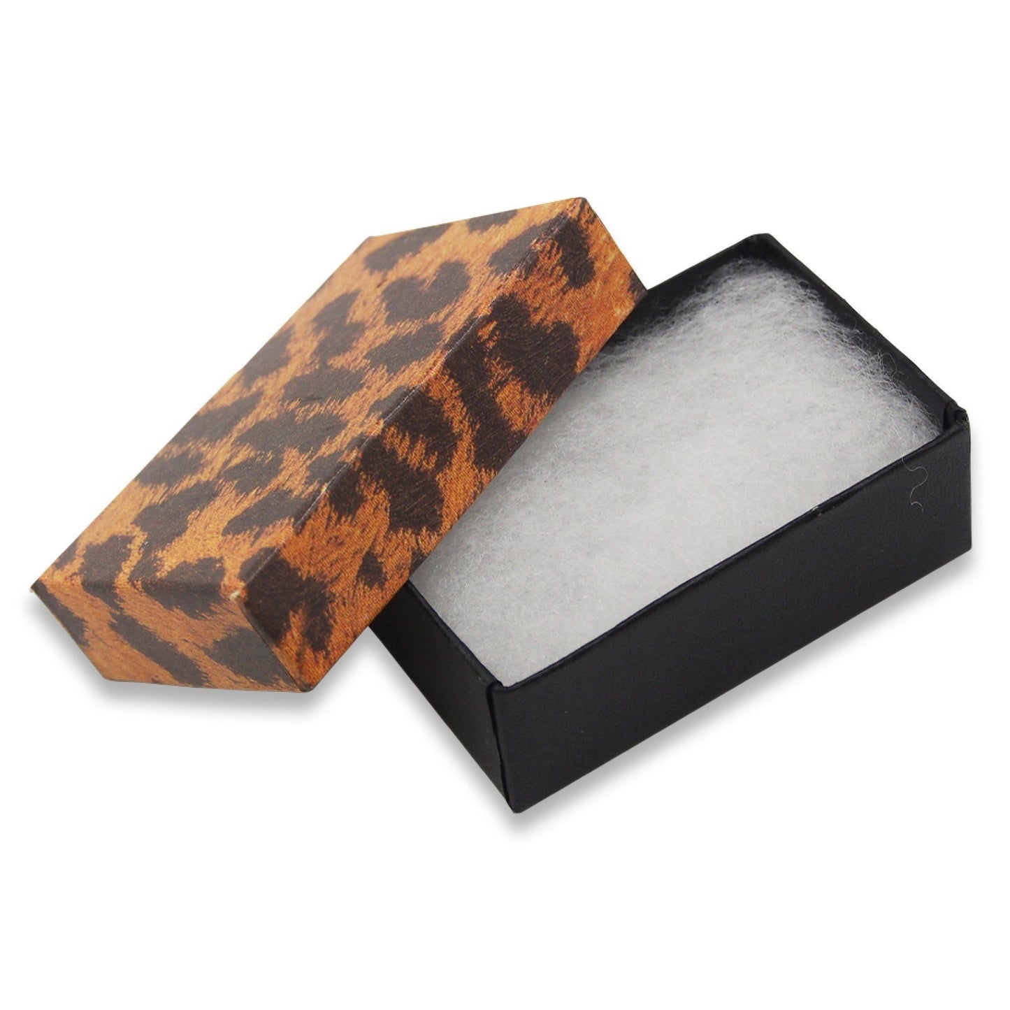 50 Qty Leopard Pattern Imported Cotton Filled Boxes - 2 1/8" x 1 5/8" x 3/4"