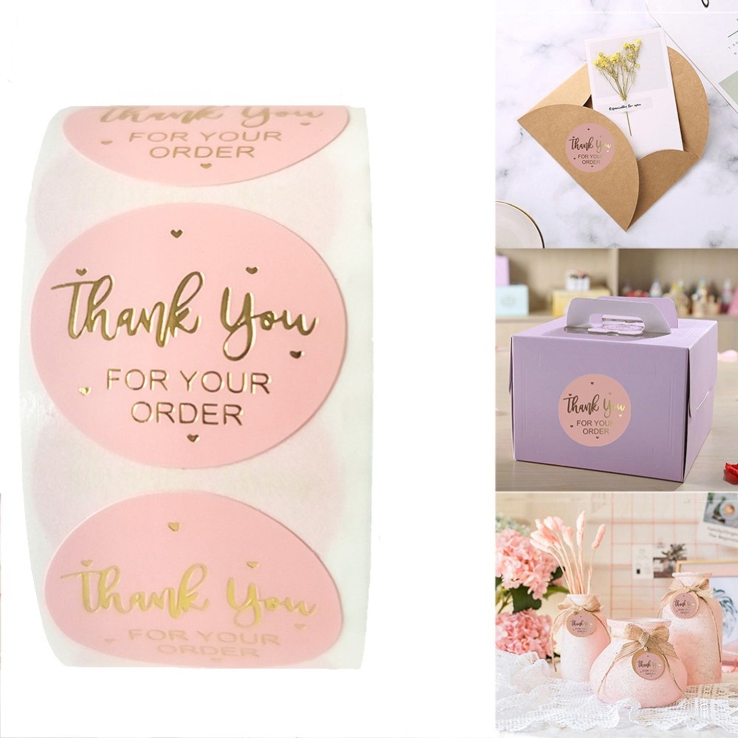 N’icePackaging – 500 Qty – 1 inch - Thank You for Your Order – Self-Adhesive – for Decoration/Sales/Branding/Envelopes