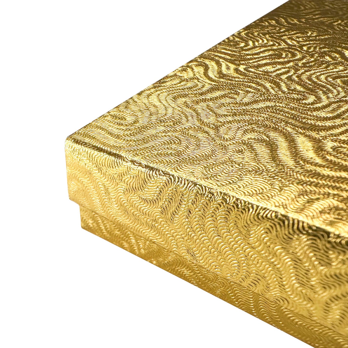 N'icePackaging - 100 Qty Gold Swirl Imported Cotton Filled Large Bangle Jewelry Boxes - for Large Bangles/Watches/Large Bracelets - 3 3/4" x 3 3/4" x 2"